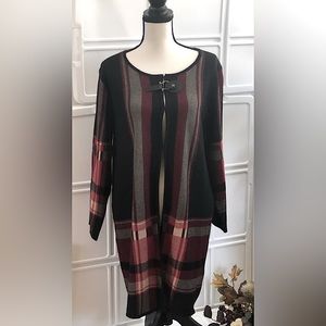 Black Label by Evan-Picone-Women's Fire Red Combo-Long Sleeve Coatigan